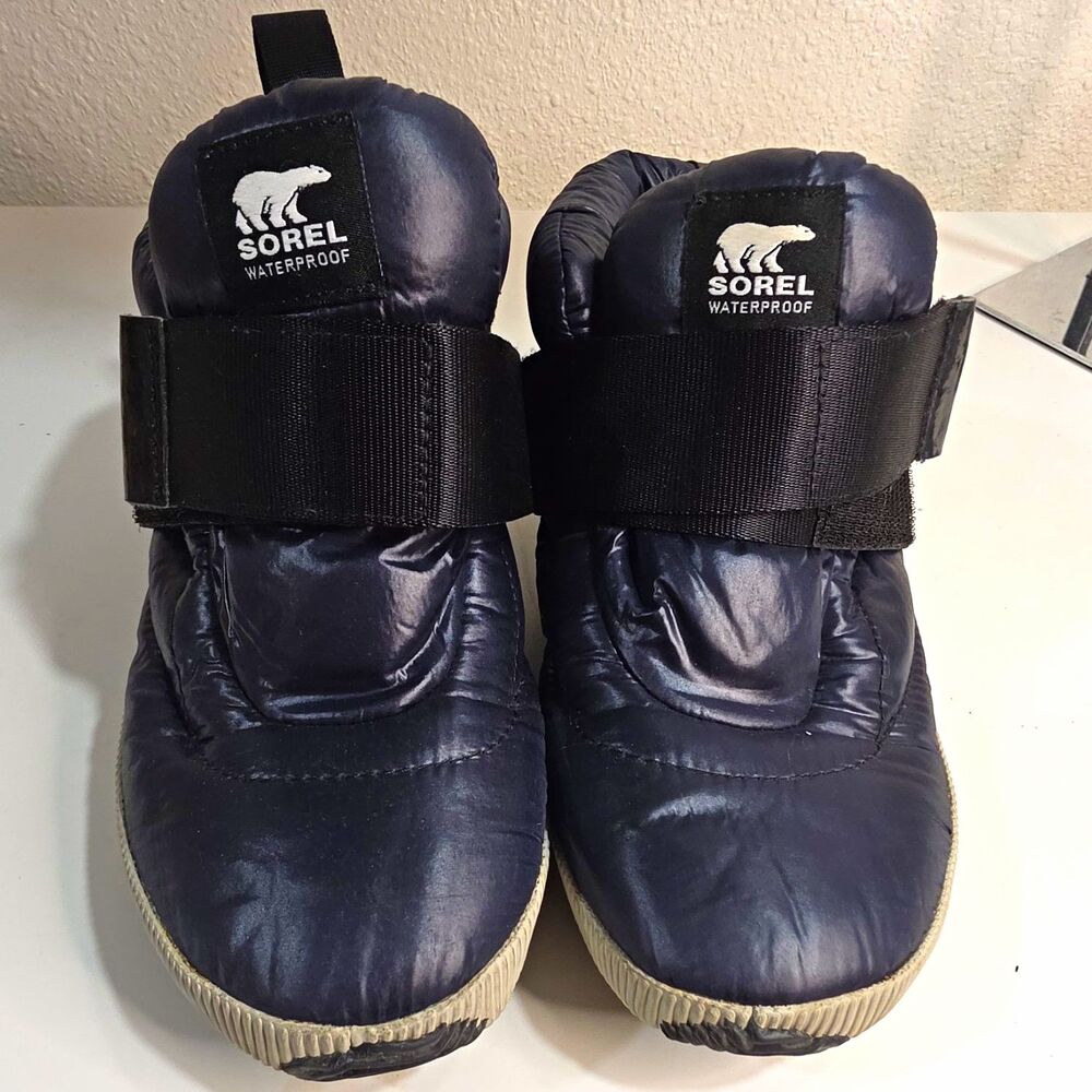 Sorel Women’s Waterproof Navy Nylon Ankle Bootie Hook & Loop US 7.5